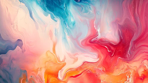 Vibrant fluid abstract swirls blend fiery warmth with cool calm