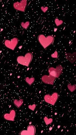 Neon Hearts Dynamic Animation: Luminescent Romance Against Black.