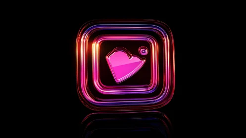 Neon Heart Icon with Glowing Concentric Borders.