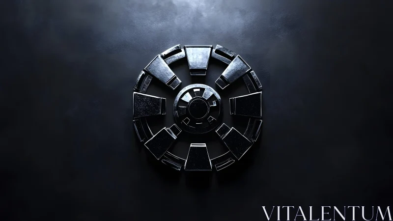 Futuristic Metallic Emblem on Dark Textured Background. Futuristic Metallic Emblem on Dark Textured Background.