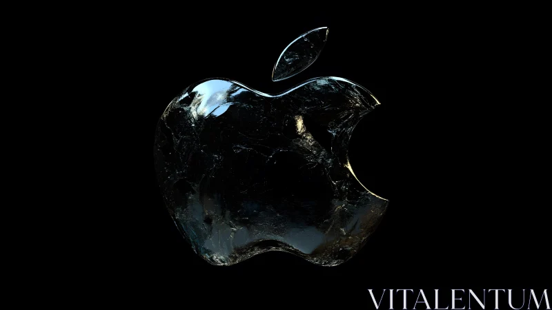 Shattered Glass Apple Logo on Black Background, Digital Art. Shattered Glass Apple Logo on Black Background, Digital Art.