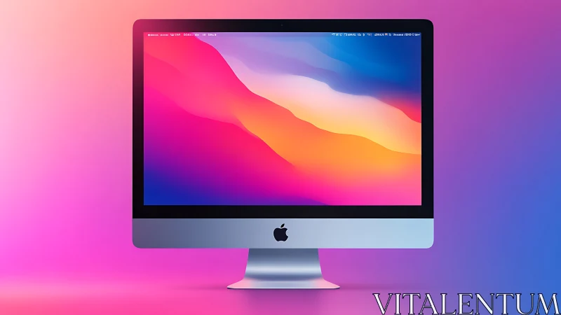 Aluminum desktop computer with gradient screen display.