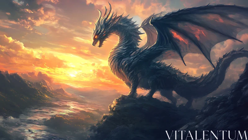 Sunlit ridge dragon rendered with dynamic atmospheric backlighting