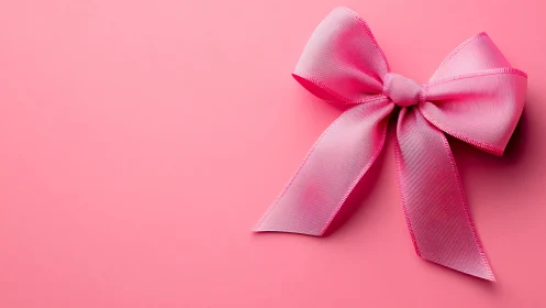 Gradient Pink Ribbon Bow Against Monochromatic Background.