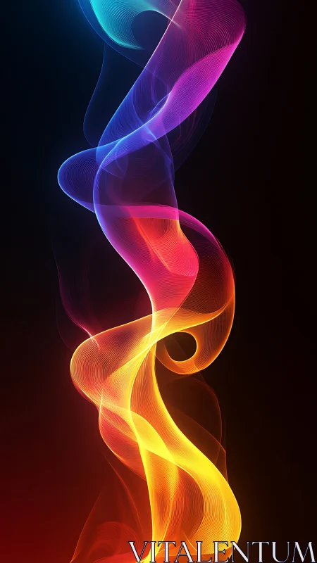 Spectral light ribbon with multicolor gradient on black field