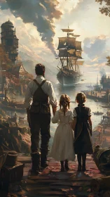 Harbor of borrowed tomorrows, as a family meets the sea.