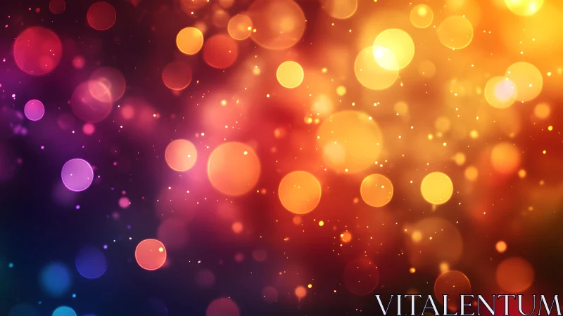 Vibrant abstract bokeh lights in warm and cool color gradient.