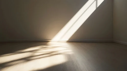 Sunlit diagonal beam across minimalist empty interior wall.