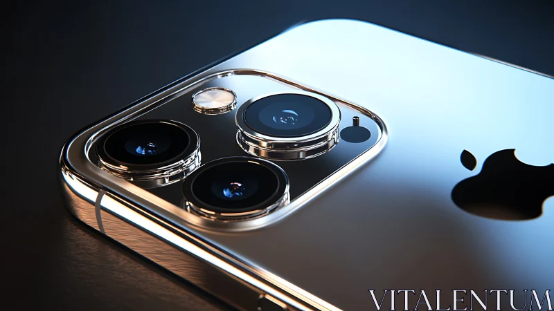 High-gloss smartphone macro with polished triple camera module.