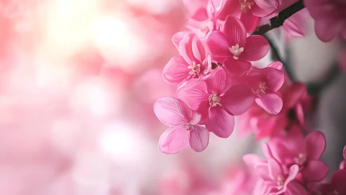 Pink Orchids in Full Bloom. Soft Focus Florals.