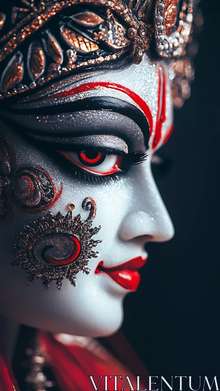 Gaze of the silver goddess, edged in crimson fire.