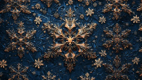 Baroque metallic snowflakes radiate over sculpted teal ground