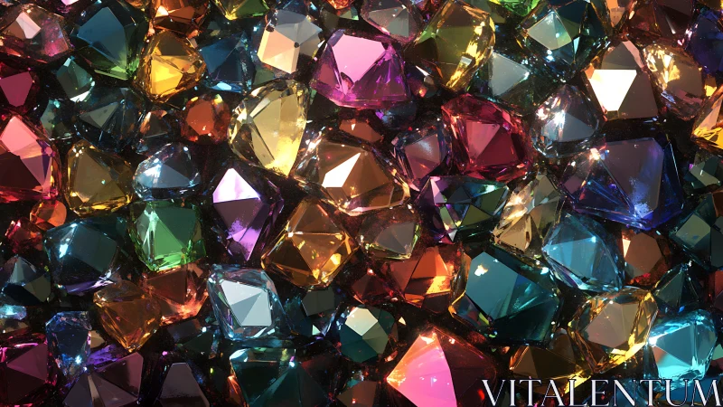 Prismatic gemstones shimmer in a vivid, jewel-toned cascade