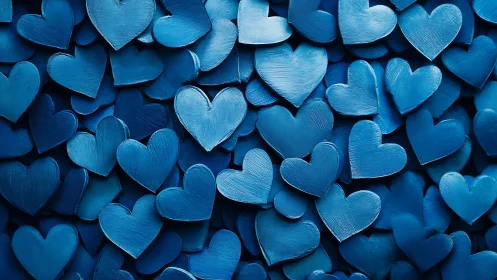 Sea of Blue Hearts Radiating Love and Connection