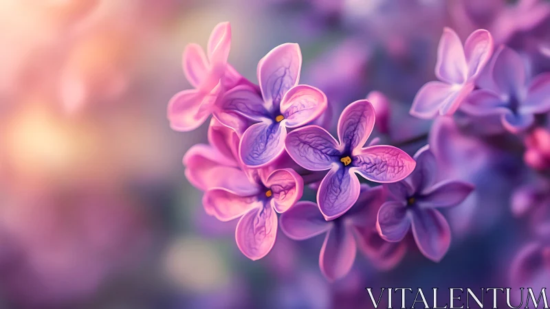 Purple Lilac Flowers with Soft Focus Background