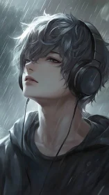 Rainy day headphones and a quiet moment of calm reflection.