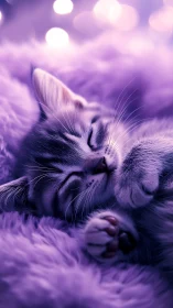 Lavender Dreams: Drowsy Tabby Surrenders to Twilight's Embrace