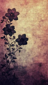 Vintage floral silhouette on textured parchment backdrop.