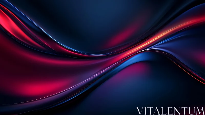 Vibrant Abstract Waves in Deep Blue and Red Digital Art Style.