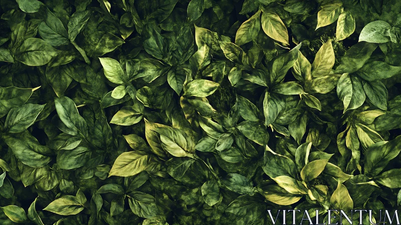 Dense green foliage texture forms layered botanical surface