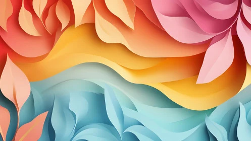 Abstract paper floral waves in warm and cool gradients.