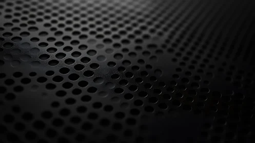 Gentle light glides across a dark perforated metal surface