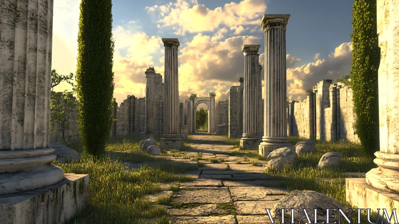 Sunlit 3D reconstruction of ruined classical colonnade