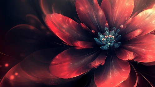 Glowing abstract flower blooms in deep cosmic darkness