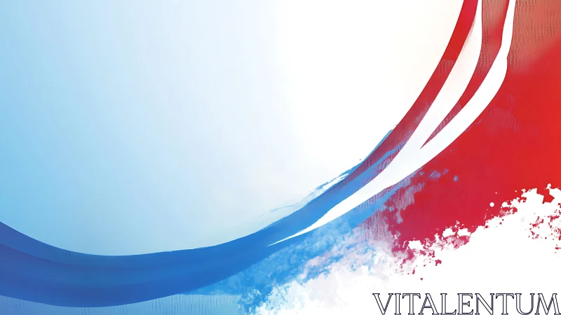 Curved tricolor swooshes over airy gradient field.