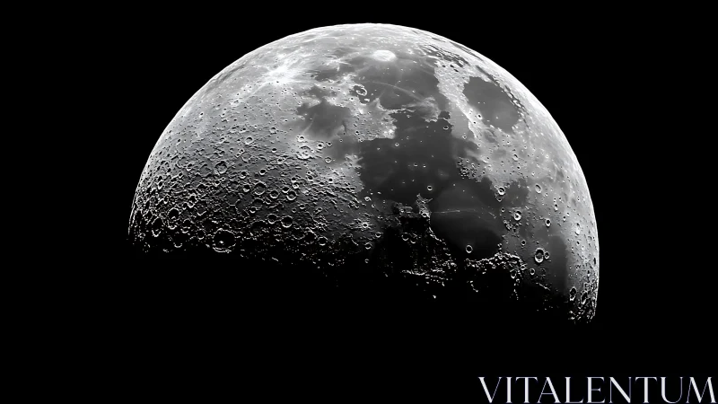 Half-lit lunar crown etched with craters in stark shadow.