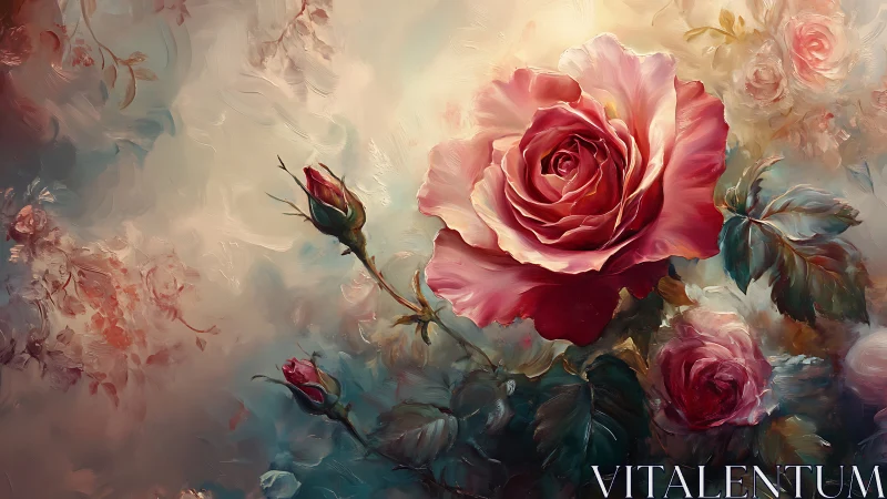 Romantic Red Rose Study with Soft Luminescence.