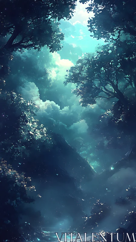 Luminous Canopy: Where Sky Breathes Through Ancient Trees.