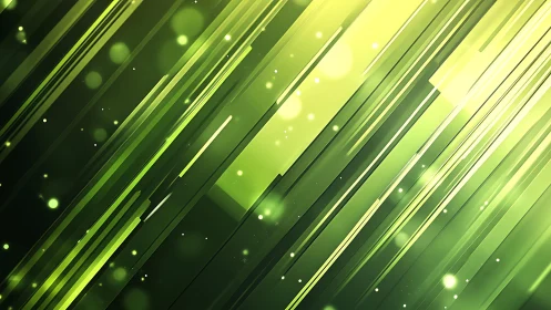 Abstract green light beams with glowing effects in digital art style.