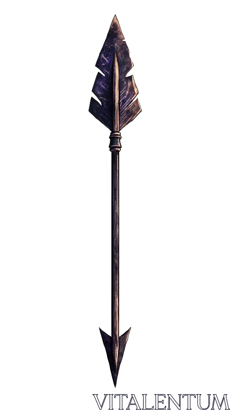 Weathered fantasy spear with worn, battle-scarred charm.