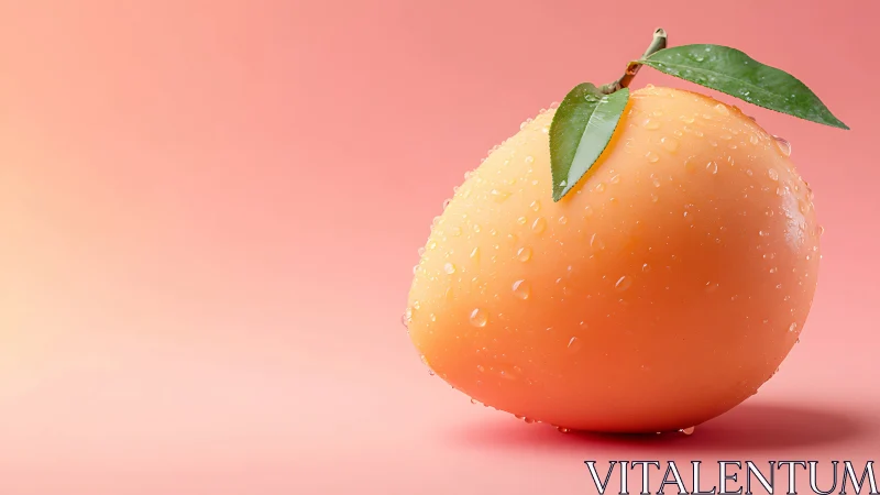High-key studio macro of dewy mango on pink gradient backdrop