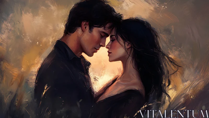 Two souls converge in honeyed light, intimate reverie.