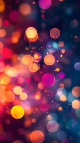 Vibrant bokeh light orbs glow against deep gradient background