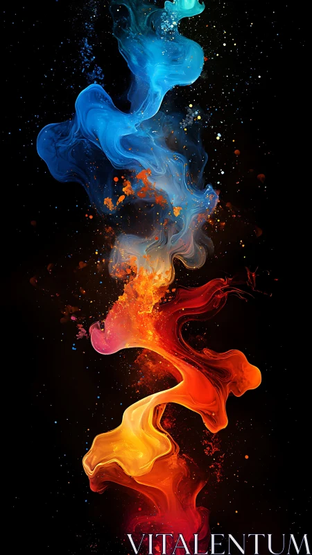 Vertical nebula-like fluid plumes with high contrast color dynamics