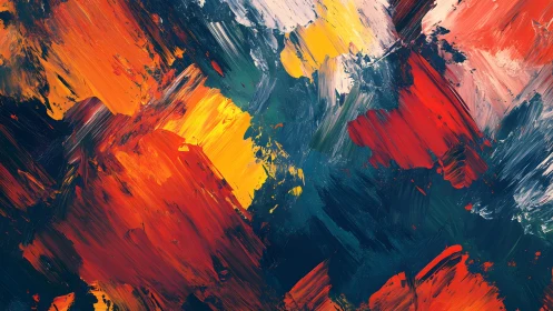 Bold Abstract Expressionist Painting with Vivid Brush Strokes.