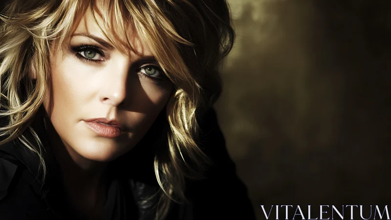 Directional portrait lighting on blonde subject, shallow depth.