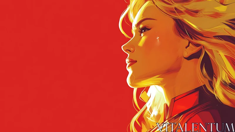 Heroic side-profile illustration in bold cinematic lighting.