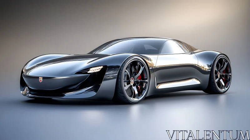 Midnight chrome hypercar gliding through soft studio silence.