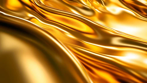Metallic gold surface with smooth reflective wave forms.