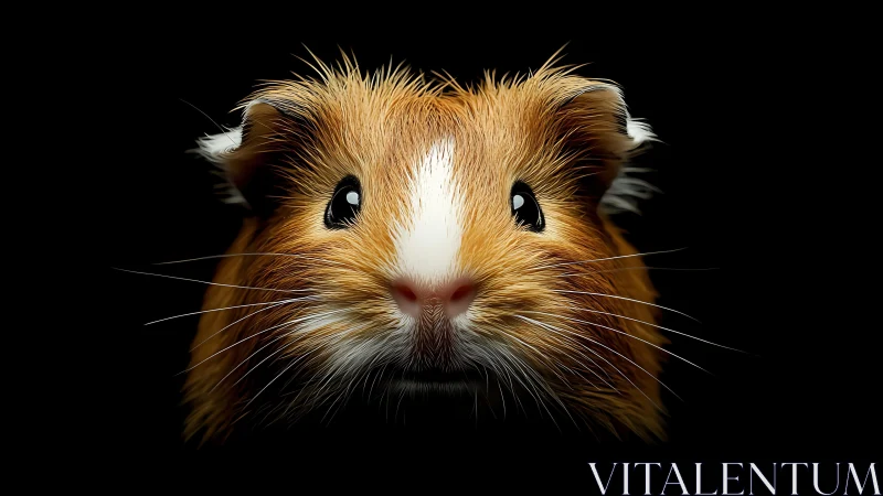 Guinea pig frontal portrait with hyperreal fur rendering.