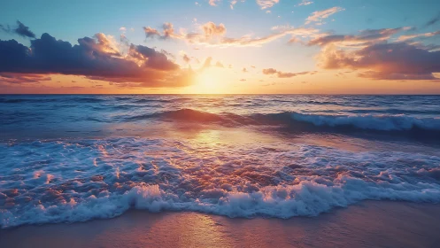 Spectral ocean horizon with high-saturation sunset dynamics.