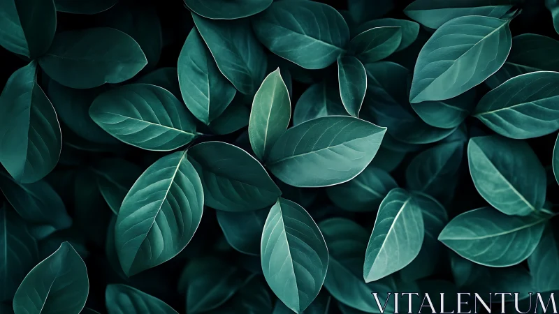 Emerald foliage pattern with soft directional overhead light.