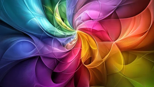 Vibrant swirling abstract pattern in full rainbow color.