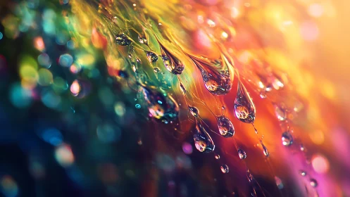 Macro liquid spectrum with prismatic droplet refractions.