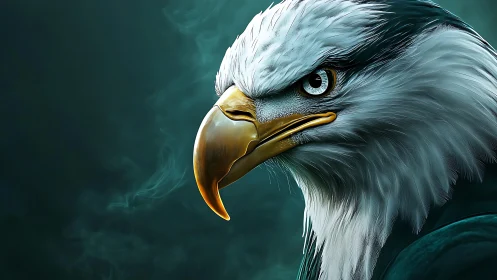 Majestic Bald Eagle Portrait in Hyperrealistic Digital Art Style.