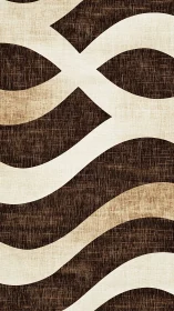 Curved wave bands over textured linen-style brown ground